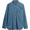 Superdry Superdrytil mænd. M4010997A Essential denimskjorte blå (XXL), Casual, Bomuld, Lange ærmer