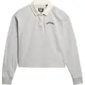 Superdry Superdrytil kvinder. W2012352A Rugby polo shirt hvid (XS), Casual, Grå, Bomuld, Lange ærmer