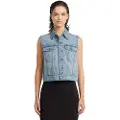 G-Star G-Startil kvinder. D24570-D536-G339 Blå indskrumpet vest (XXL), Casual, Denim, Økologisk bomuld, Bæredygtig