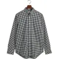 Gant Ganttil mænd. 3000120 Sort Vichy-ternet poplinskjorte Regular Fit (L), Casual, Bomuld, Lange ærmer