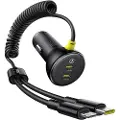 Baseus 60W USB-C Car Charger with Lightning Cable Black