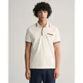 Gant Ganttil mænd. 2013042 Piqué-poloshirt med hvid, tofarvet piping (5XL), Casual, Bomuld, Korte ærmer