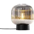 QAZQA Art Deco bordlampe sort med røgglas - Karel