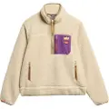 Superdry Superdrytil kvinder. W2012343A Vintage Retro beige fleece med halv lynlås (M), Casual, Polyester