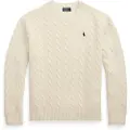 Ralph Lauren Polo Ralph Laurentil kvinder. 211972115004 Beige knudret trøje (XS), Casual, Bomuld