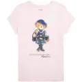 Ralph Lauren Polo Ralph Laurentil piger. 313961230001 Bomulds-T-shirt med pink polobjørn (10Años=136/142cm), Casual, Korte ærmer, børnetøj