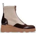 Hispanitas Hispanitastil kvinder. CHI243711 Ankelstøvler i beige læder med kile (41), 3-5 cm, Lynlås, Casual