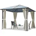 TOOLPORT 3x3m, hardtop havepavillon, inkl. 4 sidegardiner, Creme