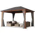 TOOLPORT 3x4m, hardtop havepavillon, inkl. 4 sidegardiner, loft grå