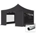 TOOLPORT 4x4m, aluminium, easy-up-pavillon, 4 sidedele, sort