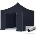 TOOLPORT 3x3m, aluminium, easy-up-pavillon, 4 sidedele, sort
