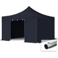 TOOLPORT 4x4m, aluminium, easy-up-pavillon, 4 sidedele, sort