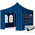 TOOLPORT 3x3m, aluminium, easy-up-pavillon, 4 sidedele, mørkeblå