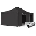TOOLPORT 4x6m, aluminium, easy-up-pavillon, 4 sidedele, sort