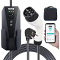 Vevor Bærbar elbiloplader Type 2, 16A 3,7 kW, Elbiloplader med 8,6 m ladekabel CEE 7/7 stik LCD-skærm, IEC 62196 Hjemmeladestation til elbiler med bæretaske, opladningskabelkrog, IP66