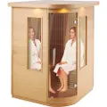 Vevor Fjerninfrarød træsauna, sauna til hjemmet til 2 personer, fjerninfrarød Hemlock-træsauna med lav EMF, hærdet glasdør og LED-flerfarvet lampe og Bluetooth-højttalere, 1850W indendørs brug