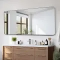 Vevor vægmonteret makeupspejl, 0,15" tykt, 32" x 72" spejl med aluminiumsramme og eksplosionssikker film, ridsefast spejl med Z-formet beslag, egnet til badeværelse/soveværelse/stue