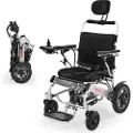 Vevor Elektrisk Kørestol til Voksne, 136 kg Kapacitet med Justerbart Ryglæn, Sammenklappelig Letvægts Motoriseret Kørestol, 21 km Rækkevidde, Terrængående Motor, Bærbart 53 cm Sæde til Seniorer og Han