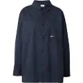 Nike Løstsiddende Nike Sportswear Chill Poplin-trøje med knaplukning og lange ærmer til kvinder - sort