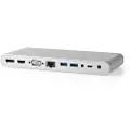 Nedis Cctb64991al02 Usb 3.2 Gen 1 Dockingstation Usb-c M-dp H/rj45 H/hdmi/vga H/h/2x Usb-c/4x Usb-a Nikkelbelagt Flettet 2x 3.5mm 0.2 M