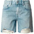 Pepe Jeans Pepe Jeanstil kvinder. PL801186MQ7 Kort Regular Distressed blå (28), Casual, Bomuld, Denim