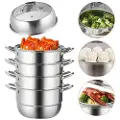 Vevor Dumpling Steamer Rustfrit Stål 5 Titer Rustfrit Stål Steamer Fungerer Til Madlavning 30cm/11.8inch Maddamper Gryde Med Gas Elektrisk Grill Komfur (Dia 30cm)