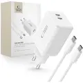 Tech-Protect NC45W-GAN 2-ports oplader med Type-C-kabel - 45W - Hvid