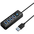 ORICO Hub USB til 4x USB 3.0, 5 Gbps, 0,15 m (sort)
