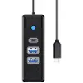 ORICO Hub USB-C til 2x USB 3.0 + USB-C, 5 Gbps, 0,15 m (sort)