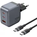 Vention Fjah0-eu Usb-c/a/hdmi Gan 60w/5w/4k@ Usb-a Og Usb-c Væglader 60hz