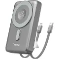 Dudao Powerbank 10000 mAh PD 20W med MagSafe, stander og indbyggede USB-kabler – Grå