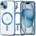 TechProtection iPhone 15 Tech-Protect MagShine-etui - MagSafe-kompatibelt - klar/mørkeblå