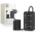 Tech-Protect PC3X6 Strømstik - 3 USB-A- og 3 USB-C-porte med 3 strømstik, 200cm - sort