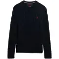 Superdry Superdrytil mænd. M6110707A Kabelstrikket trøje navy (XL), Casual, Bomuld, Blå