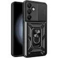 Hurtel Hybrid Armor Camshield Shell med mobilring og kamerabeskyttelse til Samsung Galaxy A36 - Svart