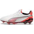 Puma KING ULTIMATE FG/AG Football Boots Women, Shoes, White/Silver/Glowing Red, 42.5