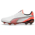 Puma KING ULTIMATE FG/AG Football Boots Unisex, Shoes, White/Silver/Glowing Red, 36