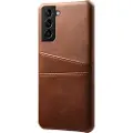 Mtp Products Samsung Galaxy S22 5G KSQ Belagt Plastikcover med Kortlommer - Brun