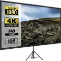 Vevor Tripod-projektorlærred med stativ 60 tommer 16:9 4K HD-projektionslærredsstativ Krølfri højdejusterbar bærbar skærm til projektor indendørs og udendørs til film, hjemmebiograf, spil, kontor