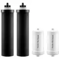 Vevor vandfiltre, udskiftningsfiltre, tyngdekraftsvandfiltersystem, kompatibel med de fleste mærker, pakke med 4 (2 aktivt kulfilter + 2 defluoreringsfilter)