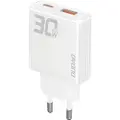 Dudao GaN USB-oplader 30W med 1xUSB og 1xUSB-C - Hvid