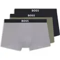 Hugo Boss BOSStil mænd. 50544263 Pakke 3 Boxershorts En navy, grå, grøn (XXL), Afslappet, Bomuld, Blå