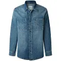 Pepe Jeans Pepe Jeanstil mænd. PM309081 Weston blå skjorte (L), Casual, Bomuld, Lange ærmer