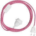 Creative Cables Snakebis Twisted E27 Lampeskærm-kabelsæt Med Lampeholder. Stofbetrukket Kabel Og 2-benet Stik 1.8 M