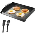 Vevor Kulstofstålgrill, 22x16 tommer universal flad rektangulær plade, gasgrillgrill til BBQ-grill, Teppanyaki, bærbart familiekøkkengrej, til camping, tailgating-fest, sort