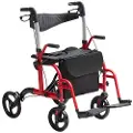 Vevor 2 i 1 Rollator Rollator &amp; Transportstol til seniorer, Folde Rolling Walker Kørestol Combo &amp; Fodstøtter, Letvægts Aluminium Mobility Walker med justerbart håndtag, terrænhjul, 136 kg