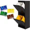 Wellhome Metalaffaldsspand Og Genbrugsbeholder Med 4 Magnetiske Etiketter 34l 2 Rum