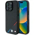 BMW iPhone 16 Pro Max BMW M Carbon Tricolor Line Cover - MagSafe-kompatibel - Sort