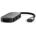 Nedis Ccgb64230gy01 3-i-1 Multiport Usb-adapter Usb 3.2 Gen 1 Usb-c M-hdmi/usb-a H/usb-c H 5 Gbps Nikkelbelagt 0.1 M