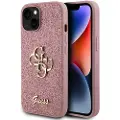 GUESS iPhone 15 Guess Fixed Glitter 4G Metal Logo Cover - Pink